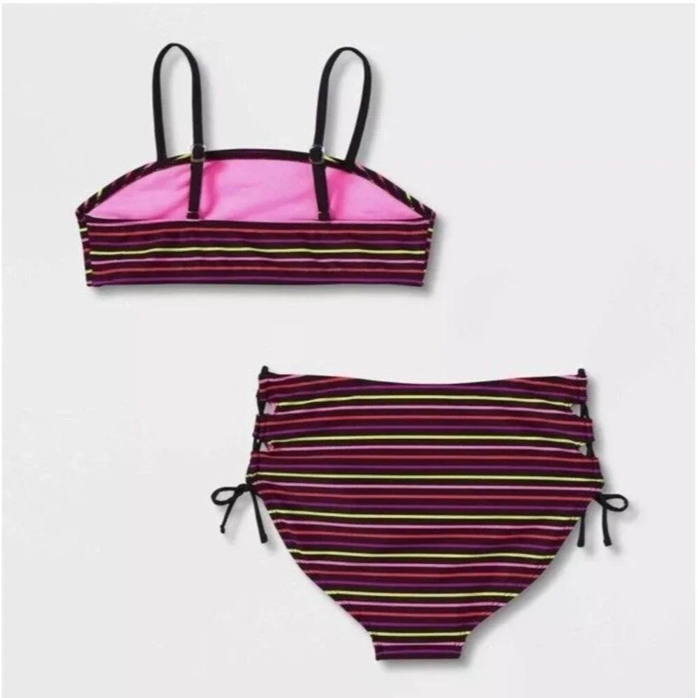 Art class Girls' Bikini  Top Set 2 Pc Striped Size XS (4/5)  Multicolor
